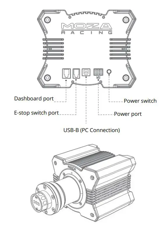 MOZA RACING R9 Direct Drive Wheelbase User Manual - Introduction to the Wheelbase interface