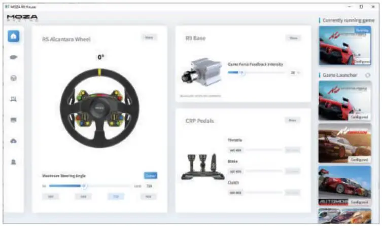MOZA RACING R9 Direct Drive Wheelbase User Manual - On the main page, you can view the working status of each connected device