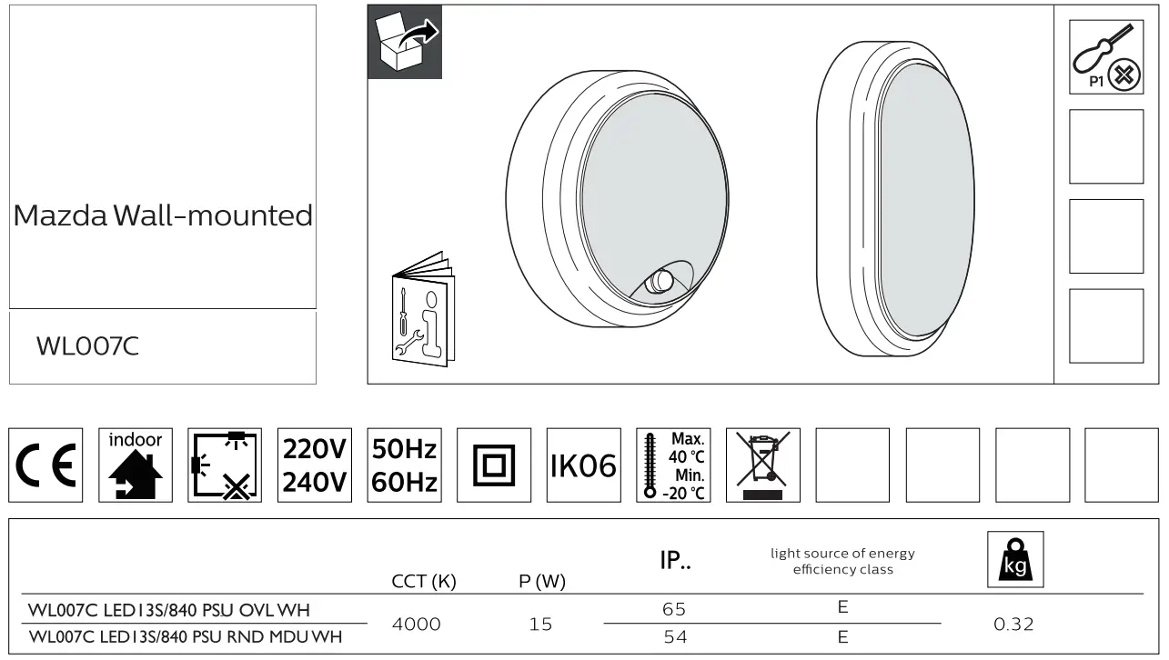 mazDa WL007C Wall Mounted Round Sensor - fig 1