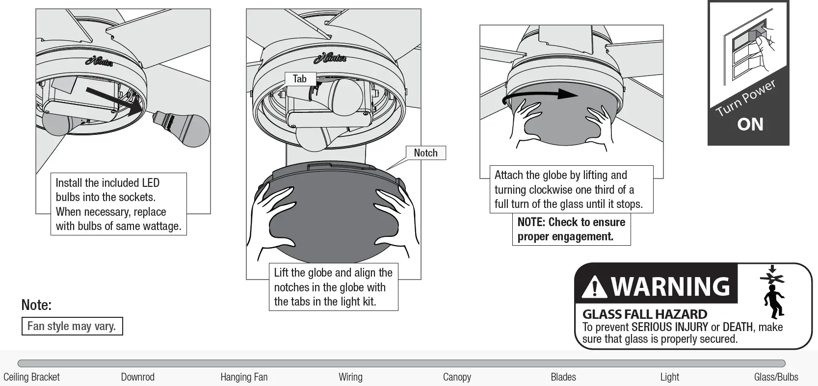 Installing the Bulbs and Glass