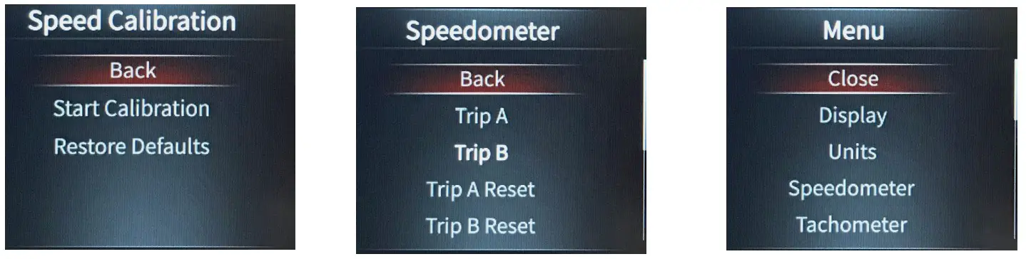 JEGS InVision Ford Mustang 1967 and 1968 Direct Fit Digital Dash Speed Meter - Menu shown 7
