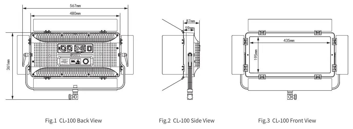 SWIT CL-100 LED Studio Panel LED Light - Figure 1,2,3