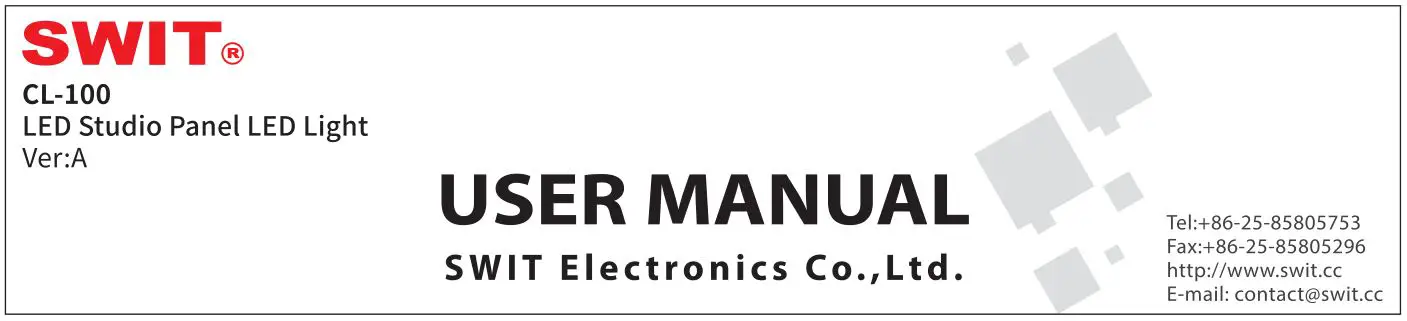 SWIT CL-100 LED Studio Panel LED Light User Manual