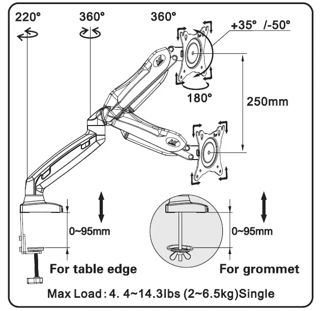 NORTH-BAYOU-F160-Flexi-Full-Motion-Desk-Mount-8