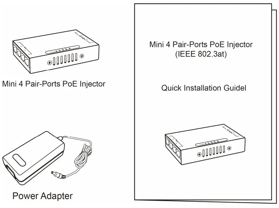 SECOMP 21131198 Mini 4 Pair-Ports PoE Injector - Fig 1