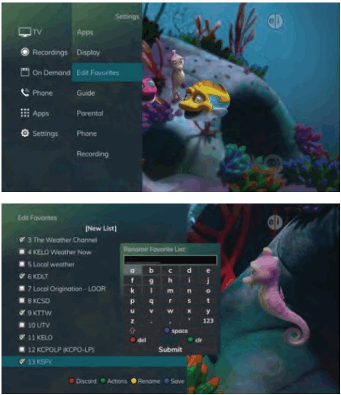 Swiftel IPTV Middleware Remote Control and DVR - Create a Favorites List