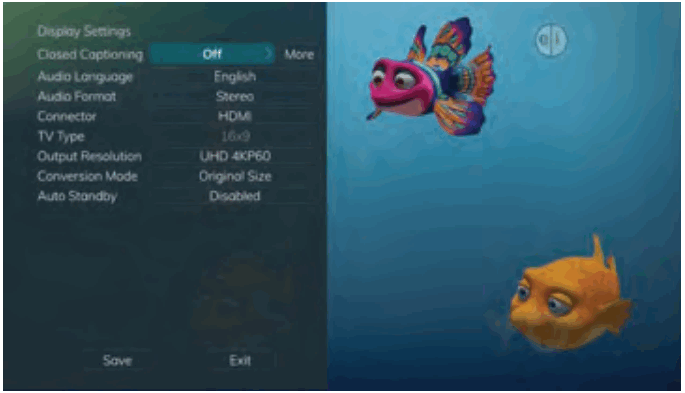 Swiftel IPTV Middleware Remote Control and DVR - Display Settings
