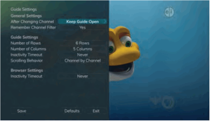 Swiftel IPTV Middleware Remote Control and DVR - Guide Settings