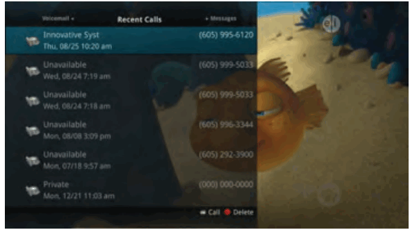 Swiftel IPTV Middleware Remote Control and DVR - Recent Calls