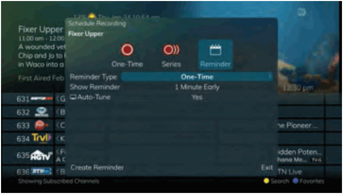 Swiftel IPTV Middleware Remote Control and DVR - Reminder Menu