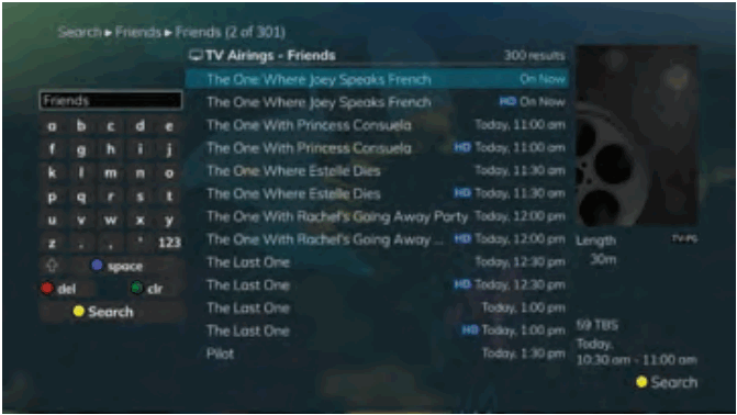 Swiftel IPTV Middleware Remote Control and DVR - Search example