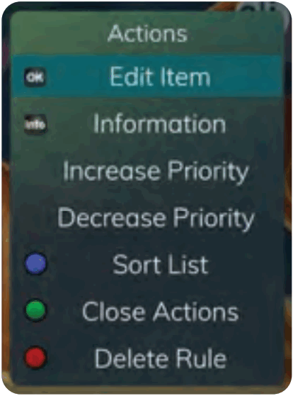 Swiftel IPTV Middleware Remote Control and DVR - Series Rules Actions
