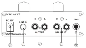 Fosi Audio BOX X4 Phone Preamplifier and Headphone Amplifier - Back Panel