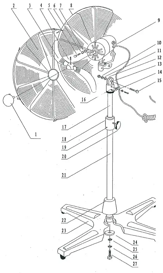 RED LABEL RL750FAN Pedestal Fan - PARTS LIST STAND FAN