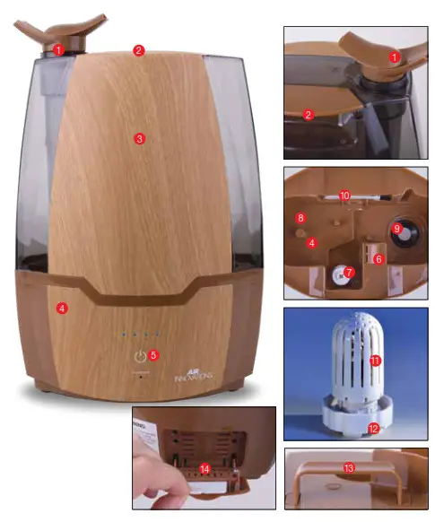 AIR INNOVATIONS MH-504 Clean Mist Sensatouch Humidifier- Parts