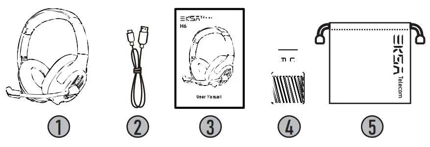 EKSA H6 Wireless Headphone- Packing List