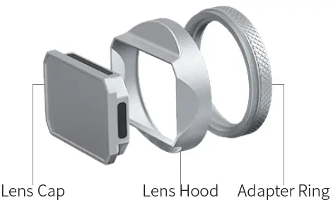 FUJIFILM X100V Lens Hood Protector with 49mm Filter Adapter Ring fig 1