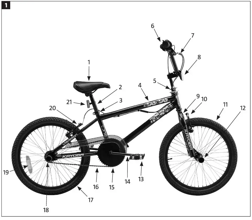 KAYOBA 006383 BMX One 360 ° Rotatable Handlebar Bike-1