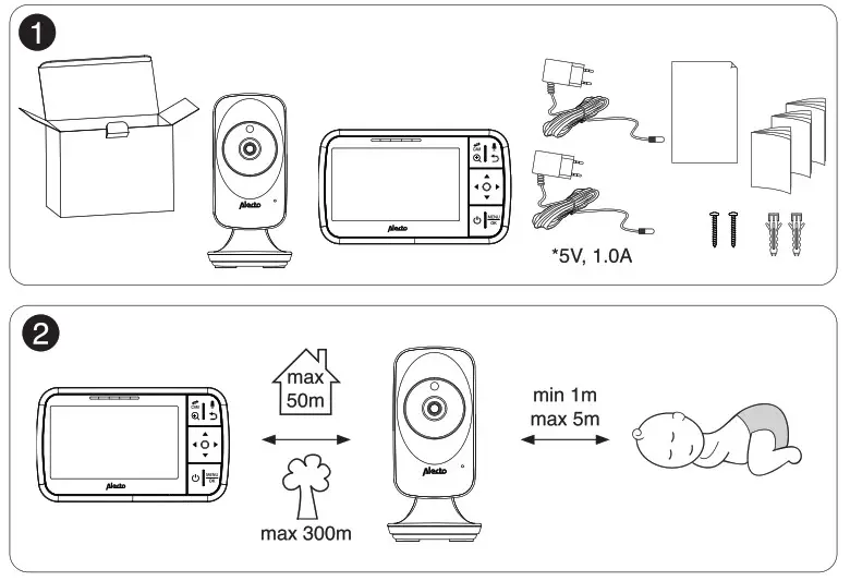 Alecto DVM149 Video Baby Monitor with 4.3 Inch Colour Display - 1