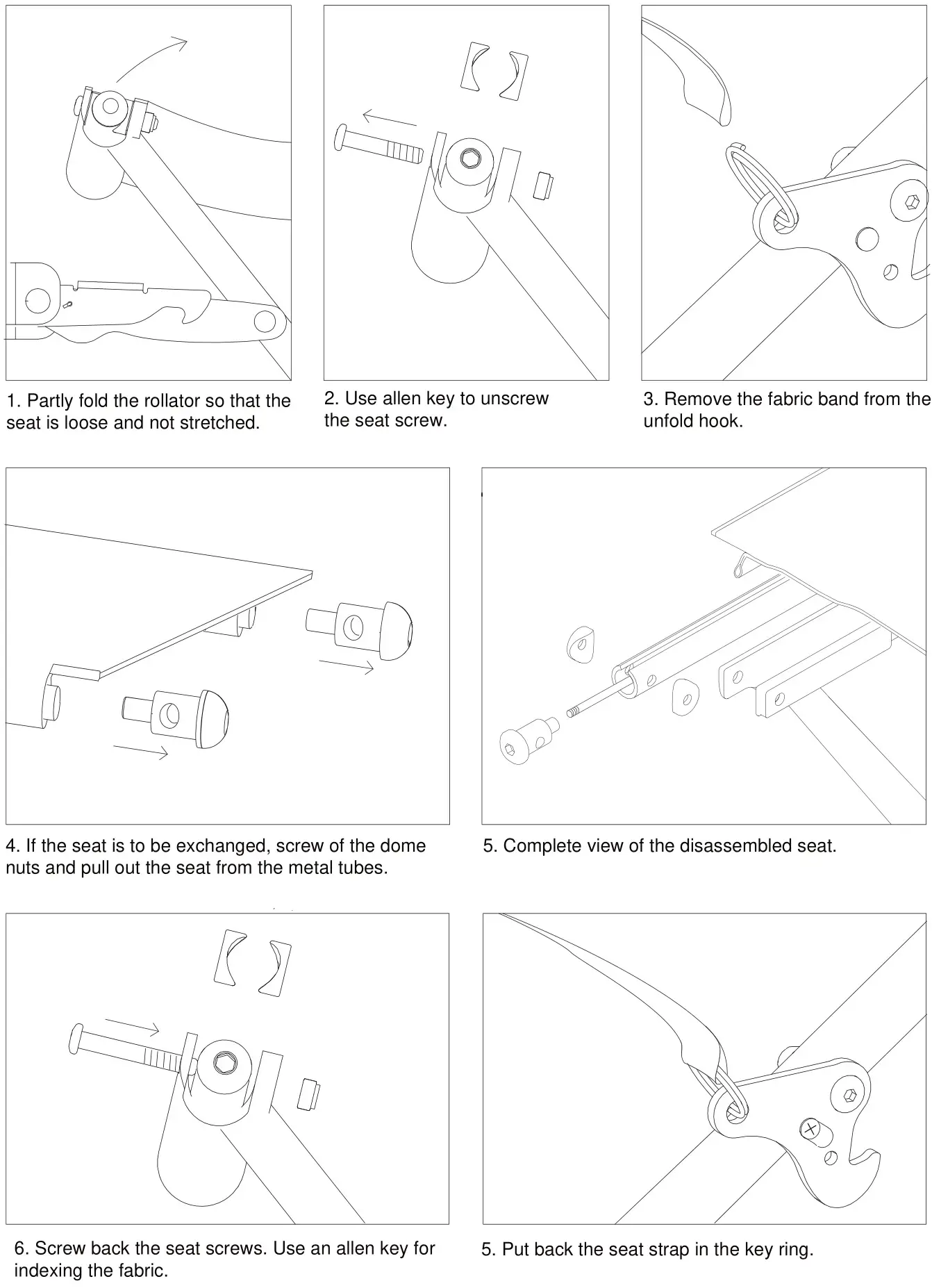 TRUST CARE 370772 Outdoor Rollator - Exchange of seat and seat mounting set.
