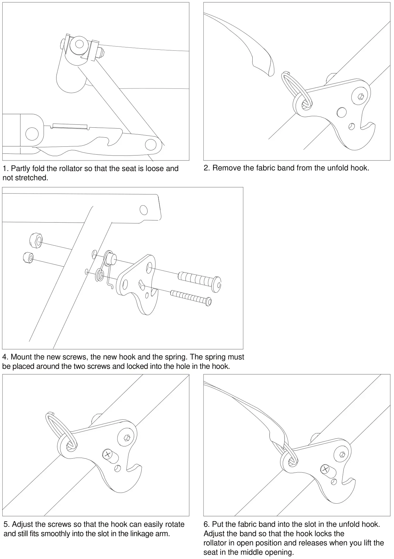 TRUST CARE 370772 Outdoor Rollator - Exchange of the unfold hook