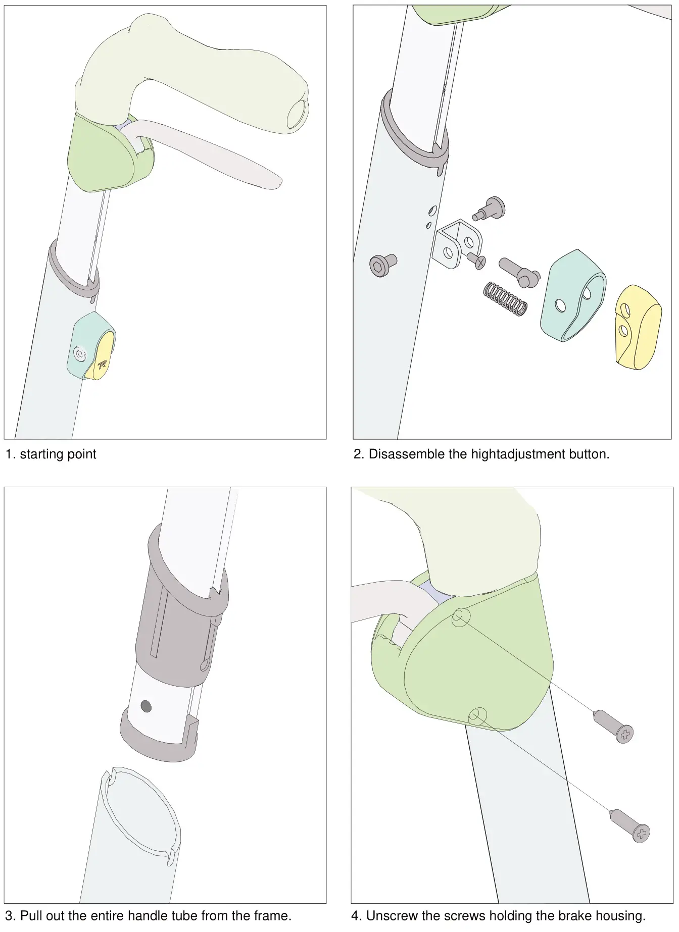 TRUST CARE 370772 Outdoor Rollator - Page 1. Disassembling the handle assemble