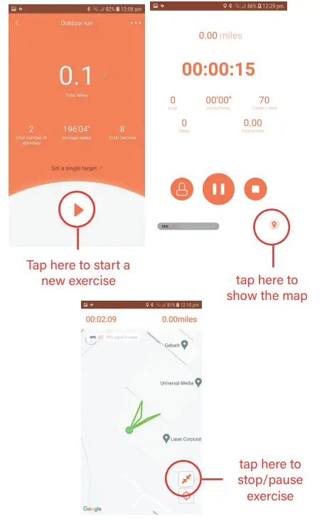 v fitness ID205G Tracktivity GPS Smart Watch - using app2