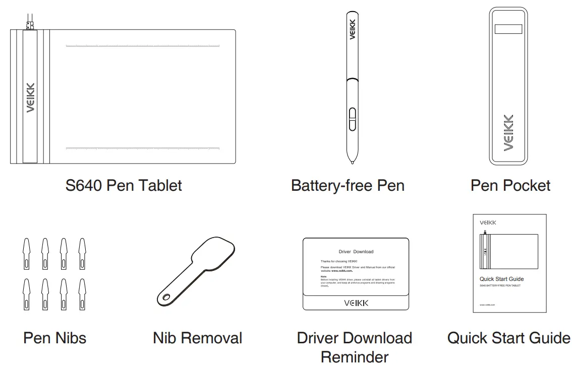 VEIKK S640 Digital Drawing Battery Free Graphic Pen Tablet - fig 3
