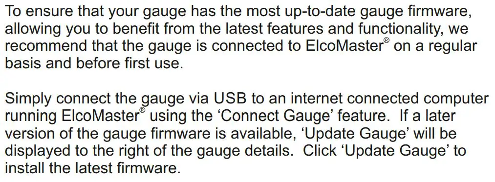 elcometer 415 Paint powder Gauge measuring on smooth surface User Guide - Ensuring your gauge has the latest firmware