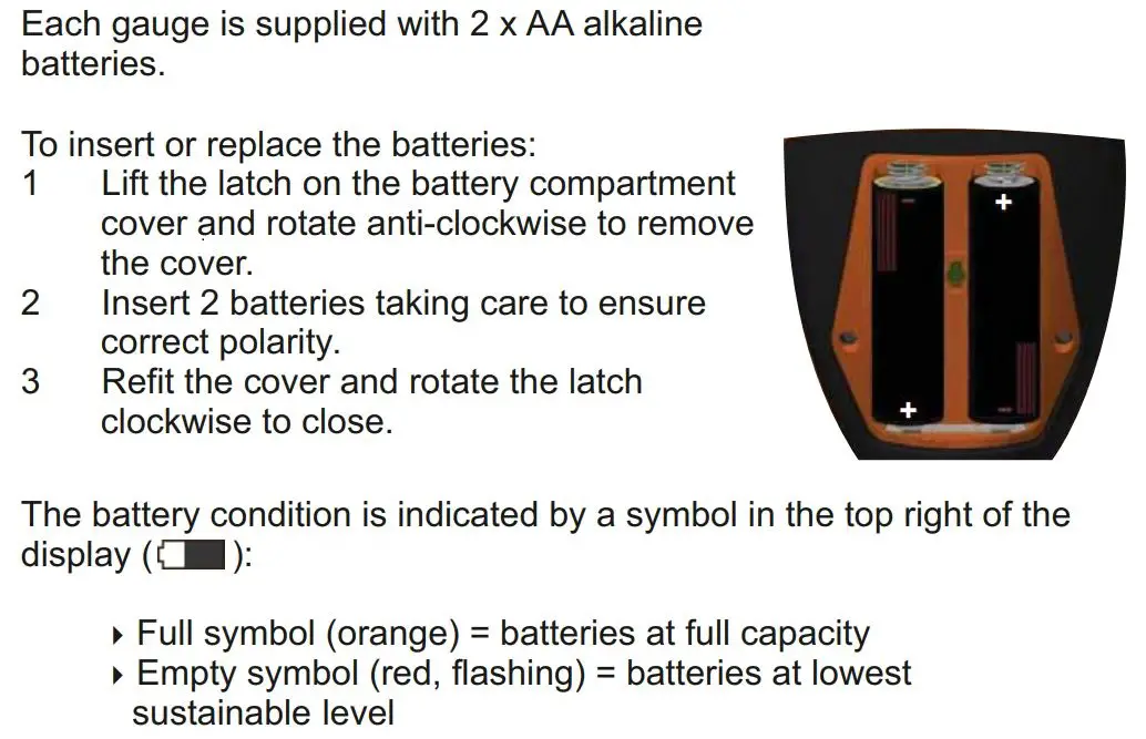 elcometer 415 Paint powder Gauge measuring on smooth surface User Guide - Fitting The batteries