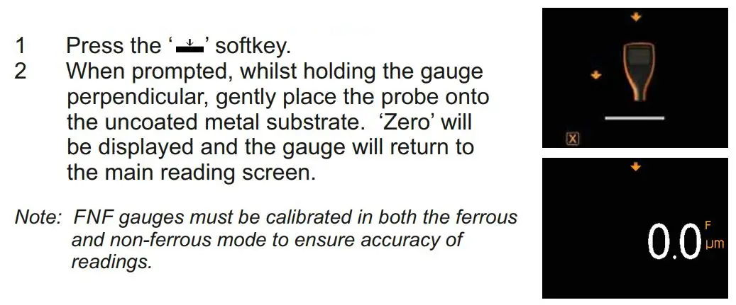 elcometer 415 Paint powder Gauge measuring on smooth surface User Guide - Using Zero Calibration