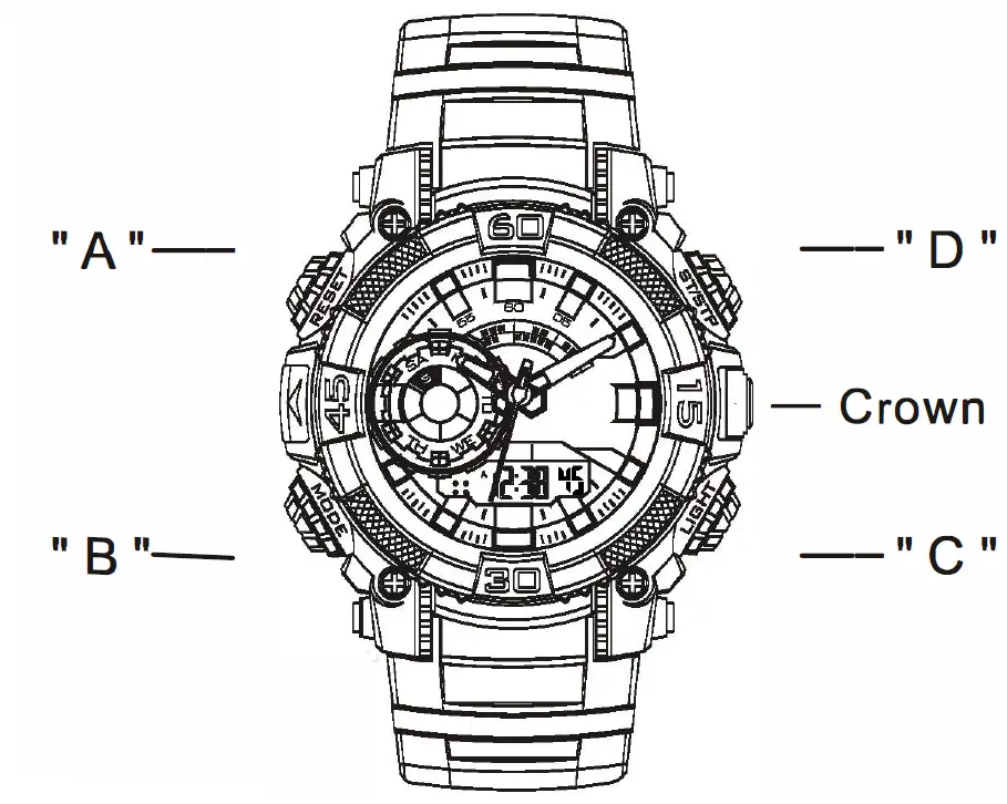 Q Q Watches YP12598D MULTI FUNCTION SPORT LCDWATCH-FIG1