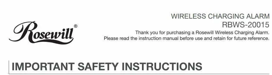 Rosewill RBWS-20015 Wireless Charging Alarm Instruction Manual