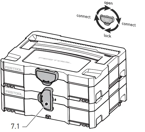 FESTOOL Cordless Orbital SandeRTS 400 REQTo lock the Systainer
