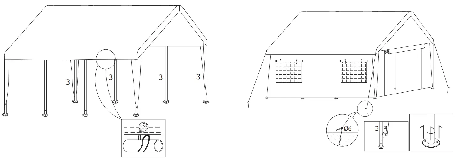 COSTWAY AW10007YW 10x20 ft Heavy Duty Carport Portable Garage Party Tent - fig3
