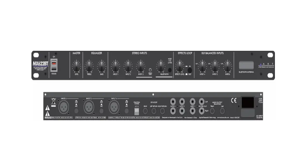 Art Mx622bt Six Channel Stereo Mixer With Bluetooth And Effects Loop User Manual