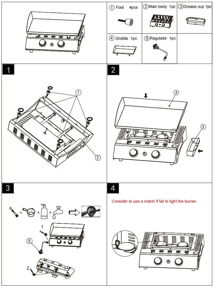 Royal Gourmet PD1200 Portable 2-Burner Gas Griddle - fig