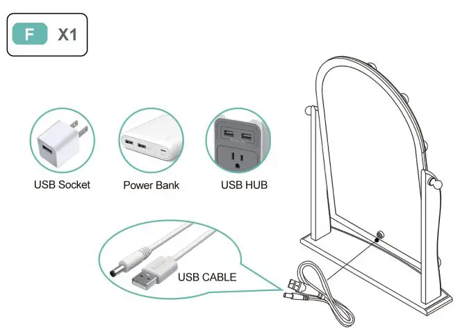 LUXFURNI Starry9 USB LED Makeup Mirror User Manual - Assembly