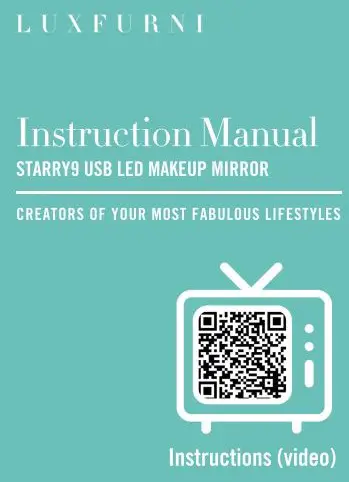 LUXFURNI Starry9 USB LED Makeup Mirror User Manual