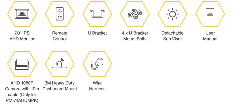 parkmate PM-74AHD, PM-74AHDMPK 7.0 Inch Multi Channel AHD Monitor 1