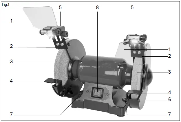 scheppach SM200L Bench Grinder-fig 1
