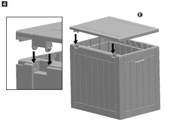 Honey Can Do STO-09659 30 Gal. Brown Resin Deck Box -ASSEMBLY4