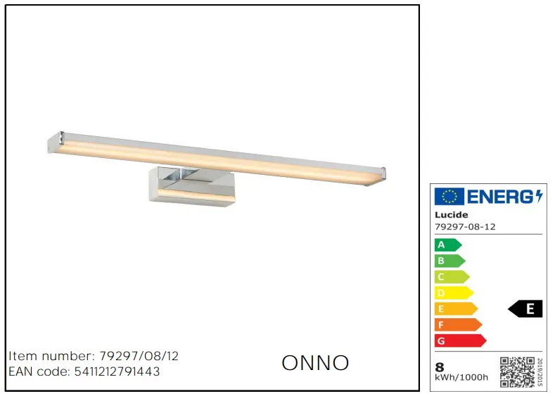 LUCIDE 79297 ONNO Bathroom Mirror Light - fig 1