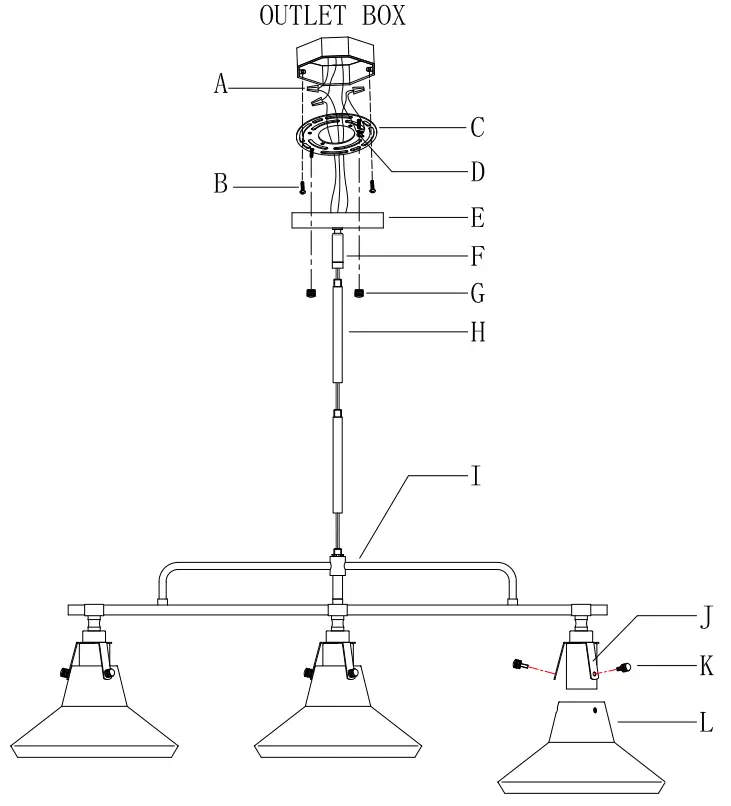 ZEVNI A04934H3 Kasper 3 Light Black Gold Industrial Chandelier - fig 1