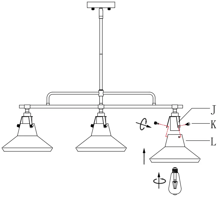 ZEVNI A04934H3 Kasper 3 Light Black Gold Industrial Chandelier - fig 8
