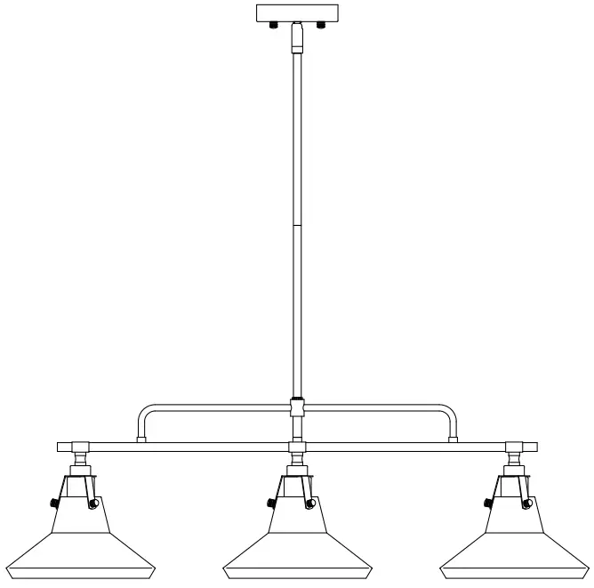 ZEVNI A04934H3 Kasper 3 Light Black Gold Industrial Chandelier