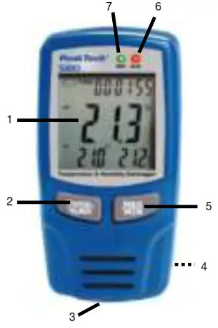 PeakTech 5180 Temp. and Humidity Data Logger - Panel Description