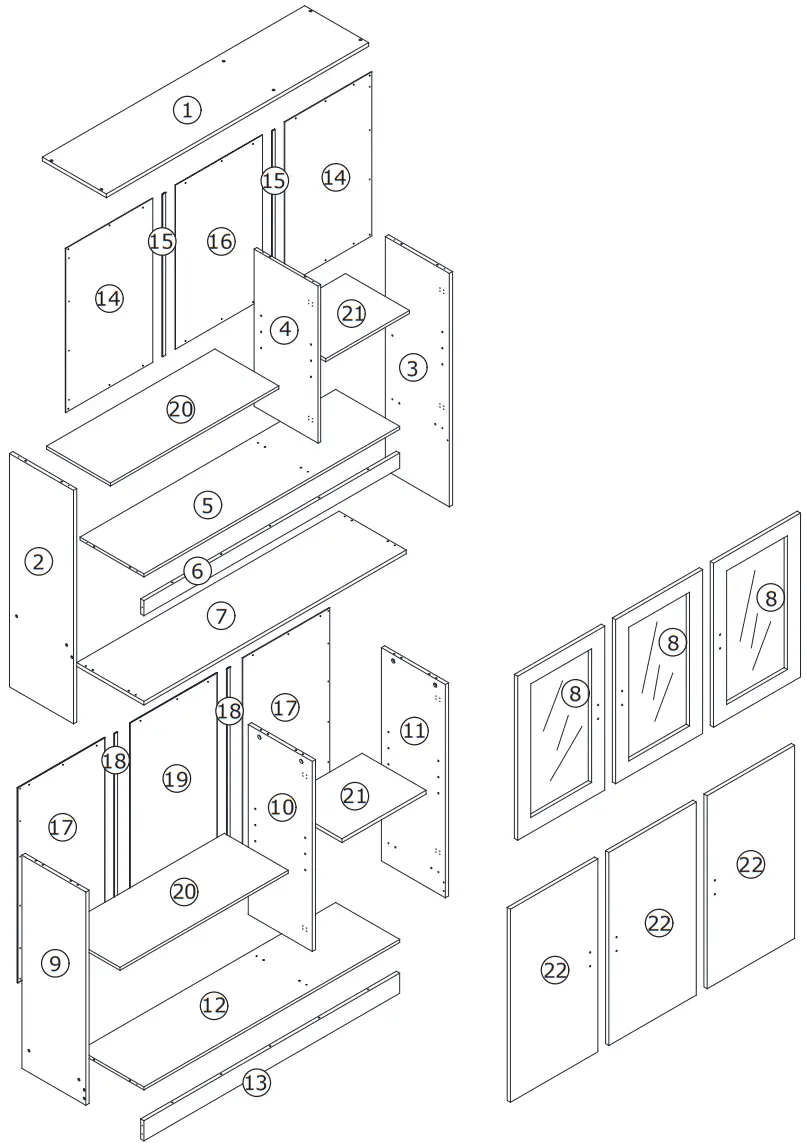 FUFU GAGA LJY KF210162 01 Kitchen Pantry Cabinet Storage Hutch with Microwave Stand - Figure 8