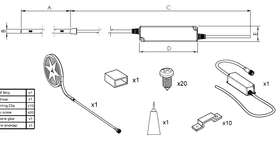 xcite LED LIGHTING XCPSK67WW PRO 12V LED Strip Light Kit 1