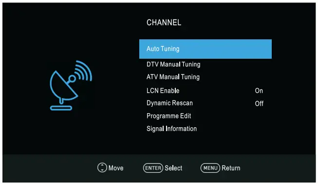 CHiQ L40G5W 40 Inch Full HD LED TV - Channel Menu